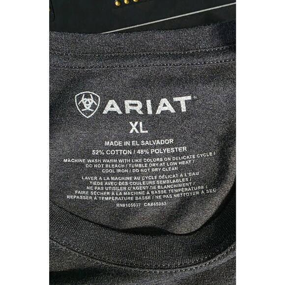 Ariat women's Peace Love Horses tee charcoal heather Size XL - Picture 3 of 4